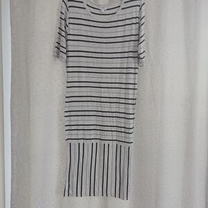 LuLaRoe Black Casual Sheath Dress Crew Neck Midi